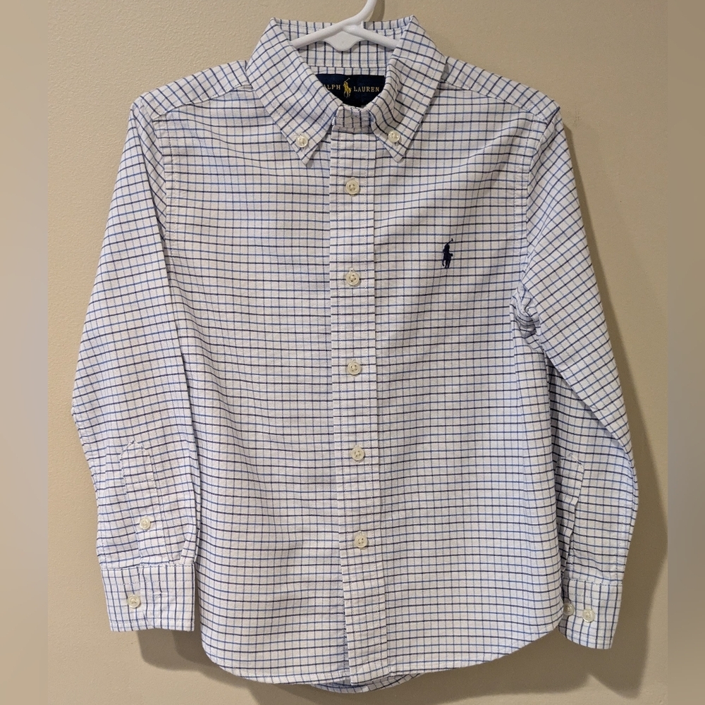 Ralph Lauren Oxford Blue & White Plaid  Button Down ~ Sz 4t